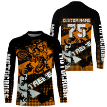 Load image into Gallery viewer, Personalized Adult&Kid Motocross Jersey UV Extreme Orange Dirt Bike Shirt Boys Girls MX Long Sleeve PDT524