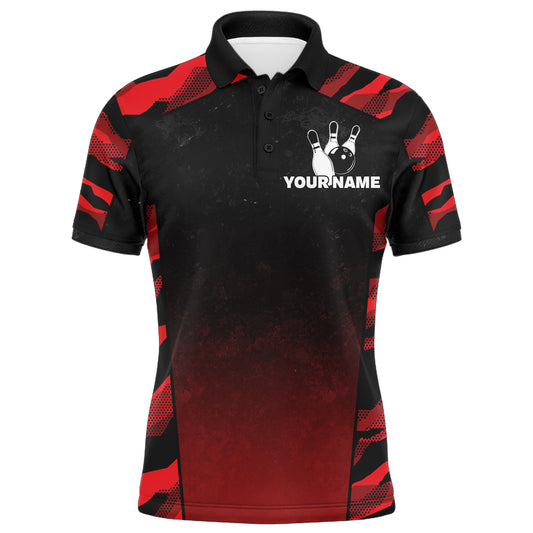 Camo Bowling Polo Shirt For Men Custom Name And Team Name Strike Bowling Short Sleeve Jerseys BDT05