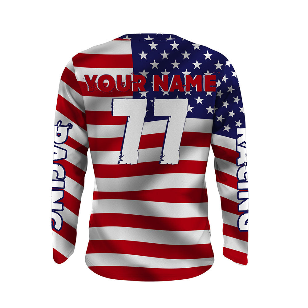 Like Father Like Son Motocross Jersey UPF30+ Custom American Flag MX Dad Shirt Dirt Bike Off-Road PDT488