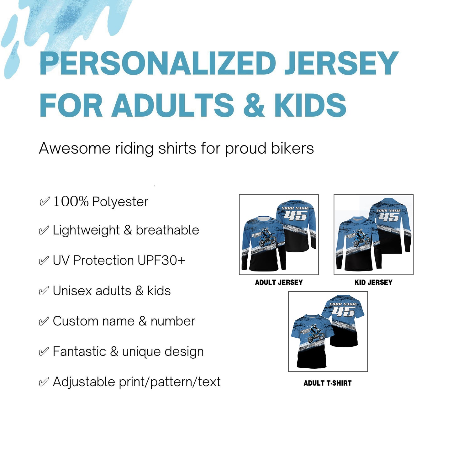 Custom Motocross racing jersey MX UPF30+ dirt bike for youth men women motorcycle riding shirt PDT125