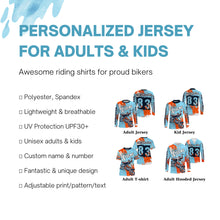 Load image into Gallery viewer, Personalized blue Motocross jersey adult&kid dirt bike shirt UV protective MX extreme motorcycle PDT21