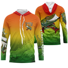 Load image into Gallery viewer, Muskellunge fishing art custom name Musky (Muskie) ChipteeAmz's art sun protection fishing shirts AT043
