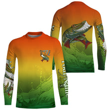 Load image into Gallery viewer, Muskellunge fishing art custom name Musky (Muskie) ChipteeAmz's art sun protection fishing shirts AT043