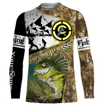 Load image into Gallery viewer, Largemouth Bass fishing camo custom name with funny Bass angry ChipteeAmz's art UV protection shirts AT017
