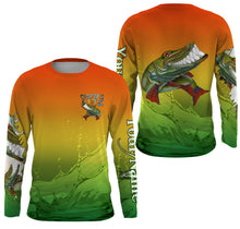 Load image into Gallery viewer, Muskellunge fishing art custom name Musky (Muskie) ChipteeAmz's art sun protection fishing shirts AT043