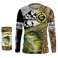 Load image into Gallery viewer, Largemouth Bass fishing camo custom name with funny Bass angry ChipteeAmz's art UV protection shirts AT017