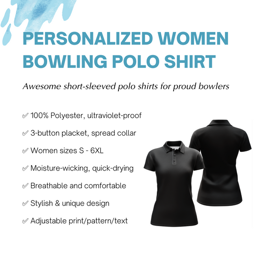 Blue&Red Bowling Polo Shirt For Women Custom Bowling Jersey With Name Bowling Team League Shirt BDT107