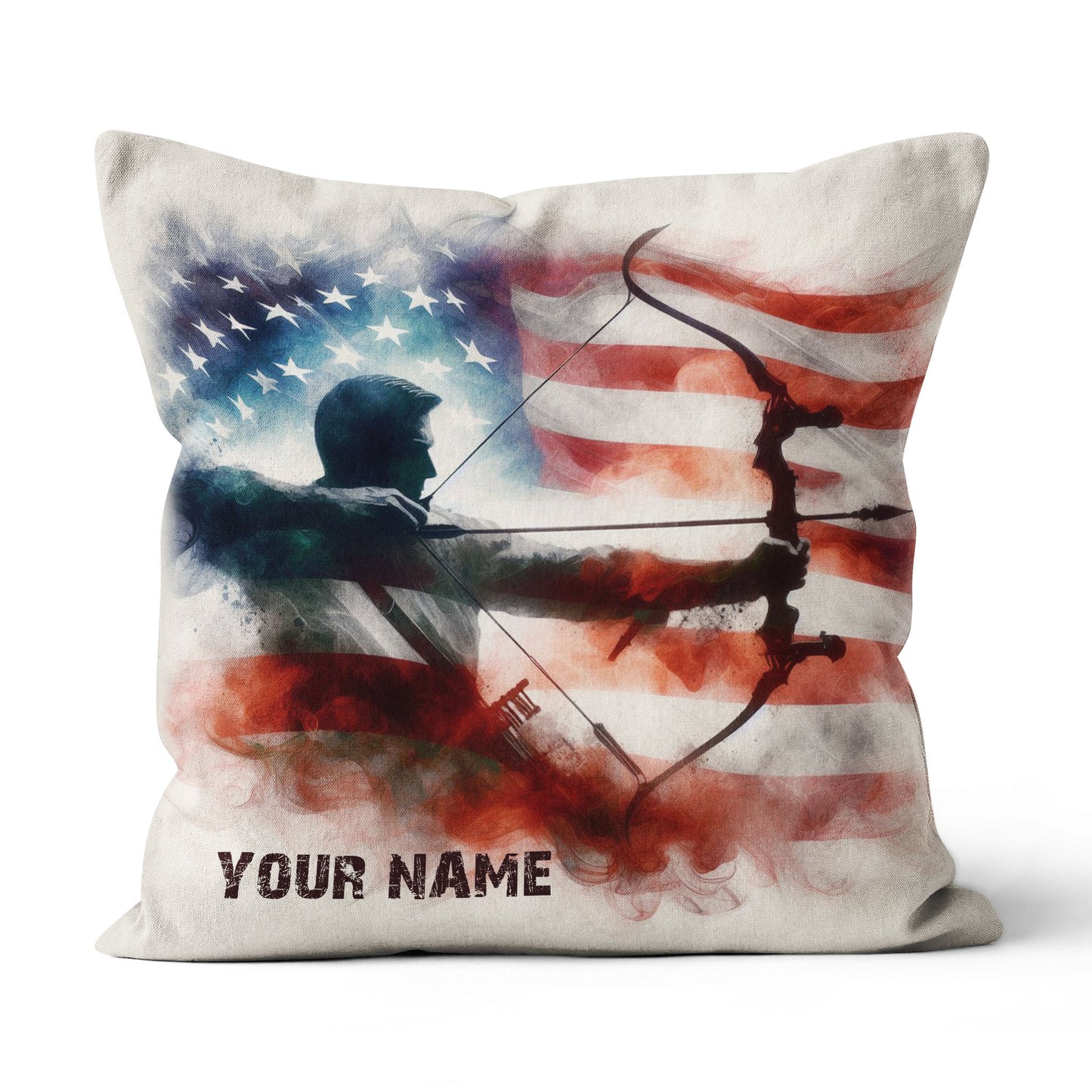 Vintage Smoke Us Flag Archer Custom Pillows, Patriotic Archery Pillows TDM0828