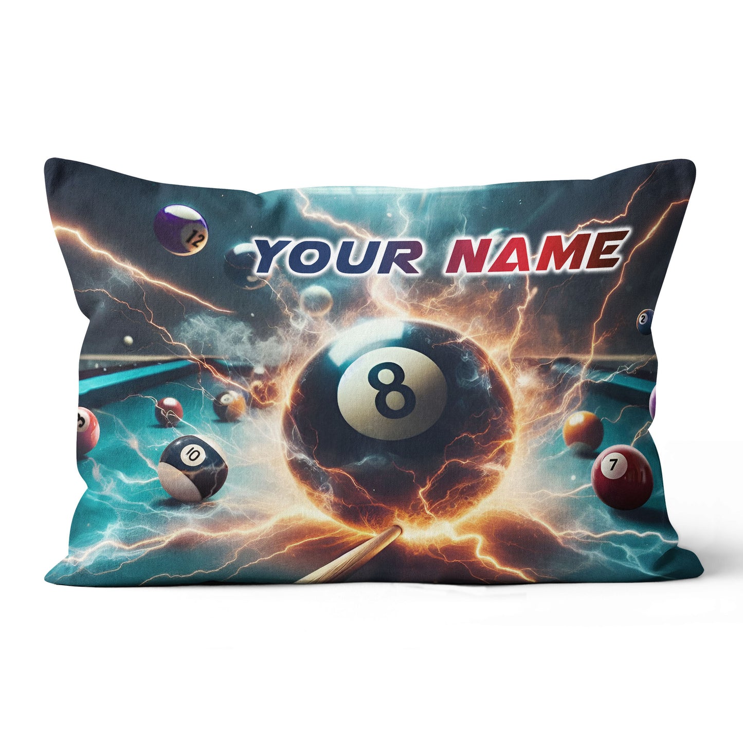 Personalized Thunder Lightning 8 Ball Billiard 3D Pillow Top Pillow Gift VHM0898