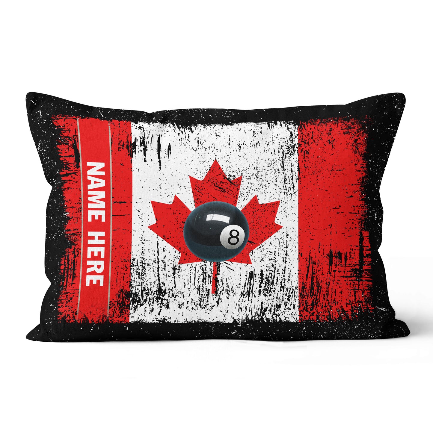 Personalized Canadian Flag Patriotic 8 Ball Pool Billiards Throw Pillow VHM0918