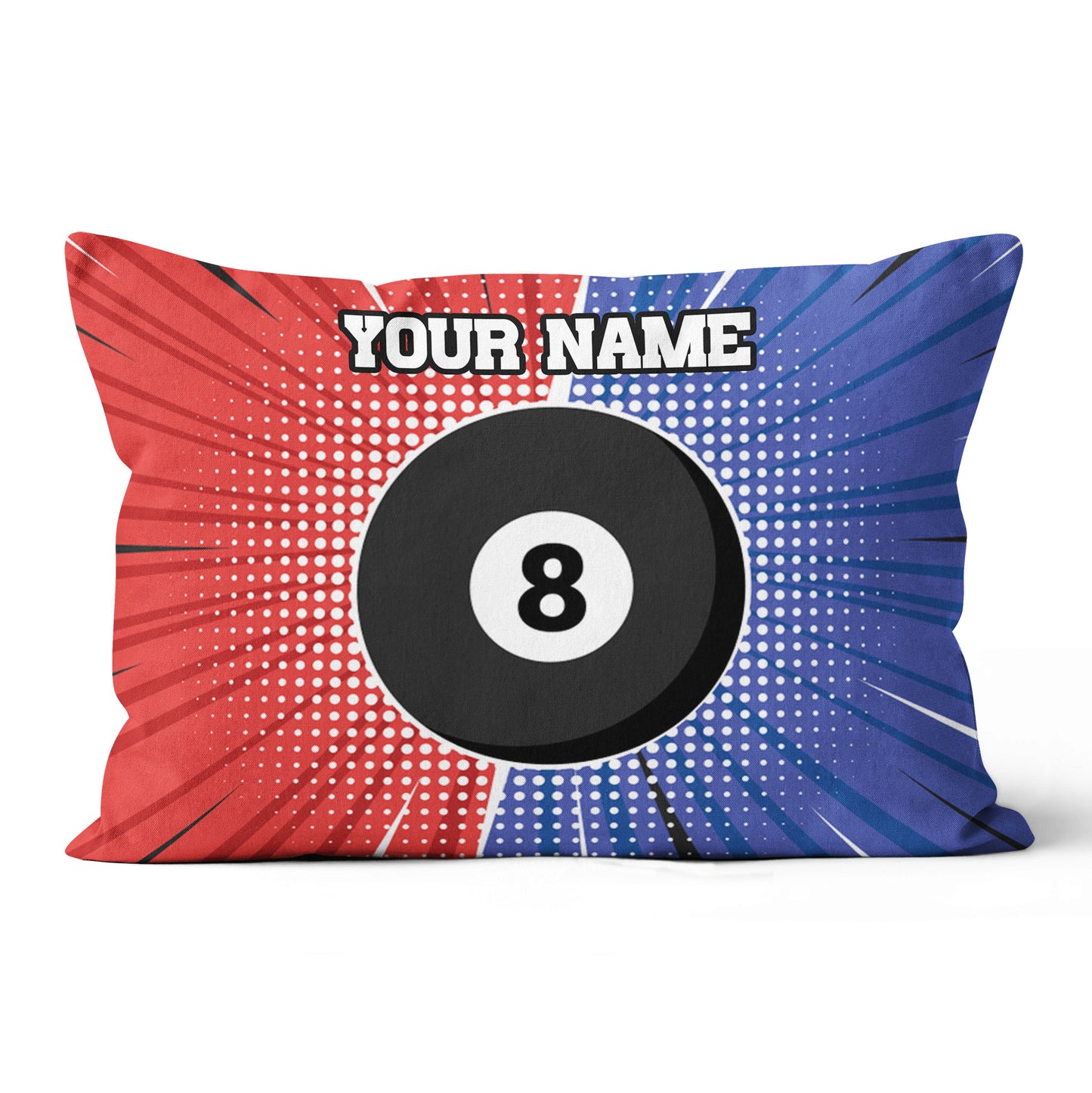 Personalized Blue Red 8 Ball Billiard Pillow Custom Pool Billiards Gifts VHM0841
