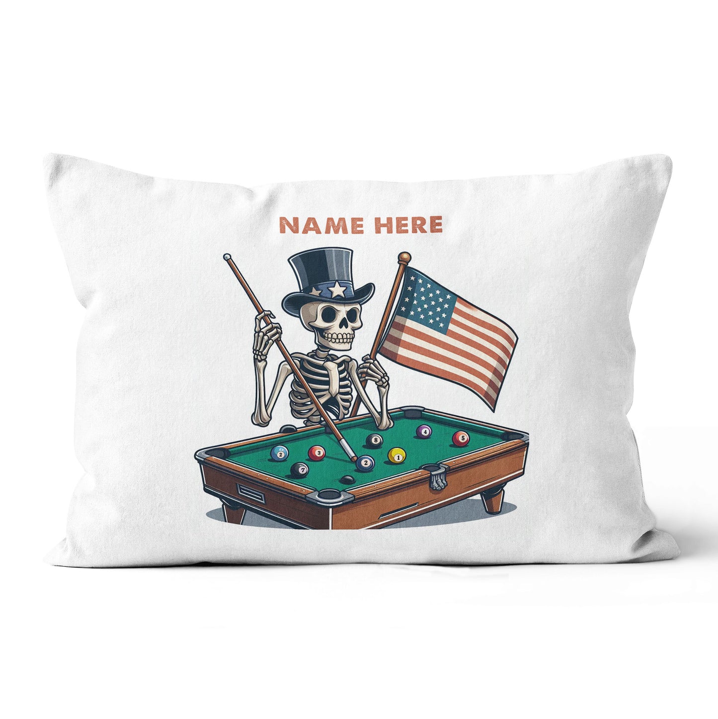 Personalized Funny Skeleton Playing Billiard Custom Name Billiard Pillow TDM0876