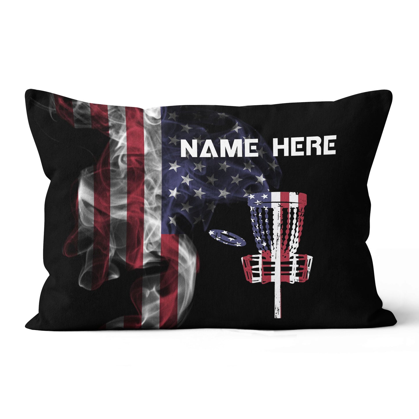 Smoky American Flag Patriotic Disc Golf Pillow Customized Disc Golf Gift LDT1180