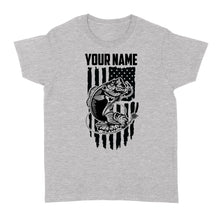 Load image into Gallery viewer, Largemouth bass fishing US American flag personalized patriot shirt D01 NQS1310 - Standard Women's T-shirt