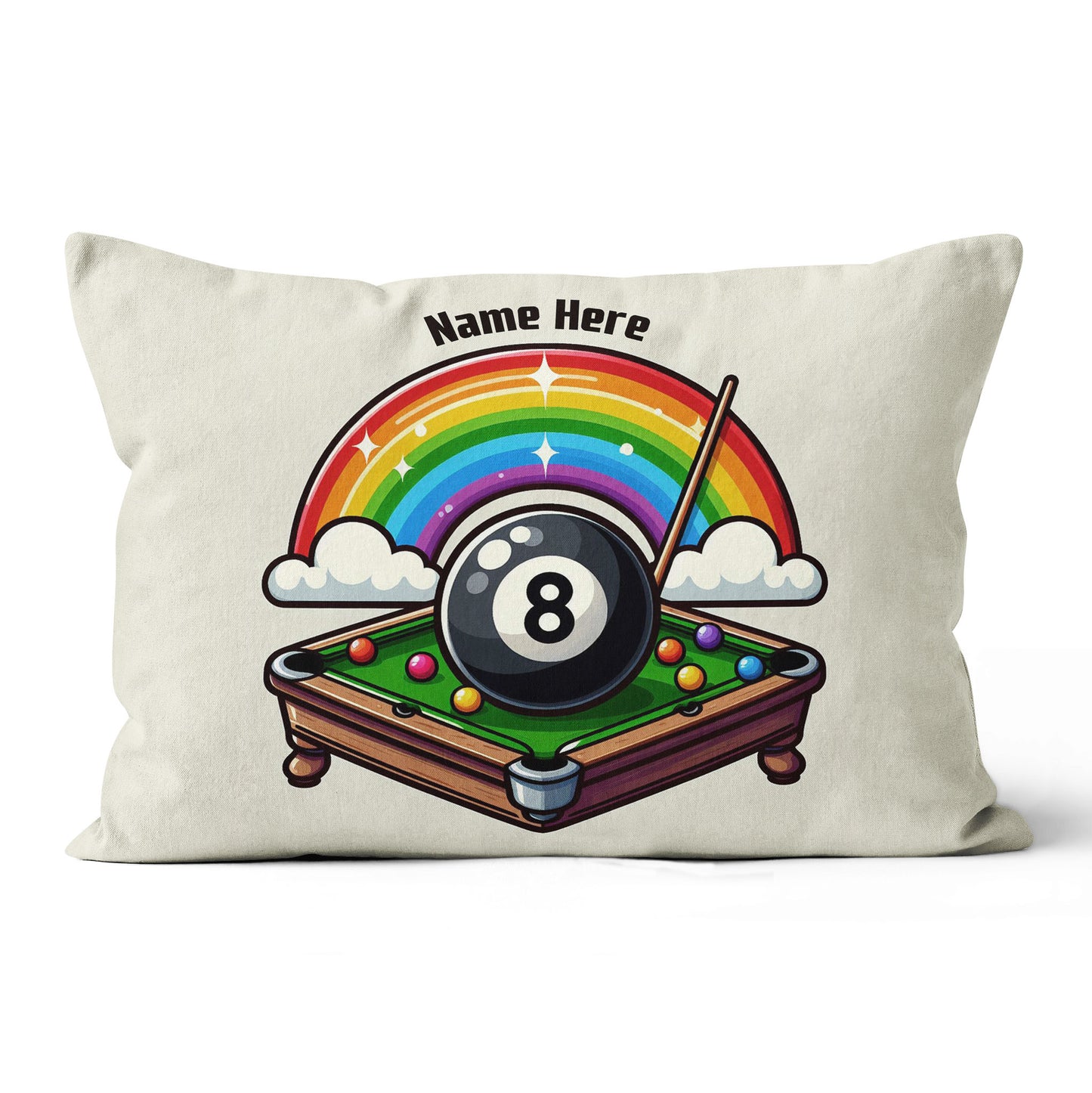 Funny Rainbow 8 Ball Pool Pillows Custom Name Cute Billiard Pillow Gifts TDM0877