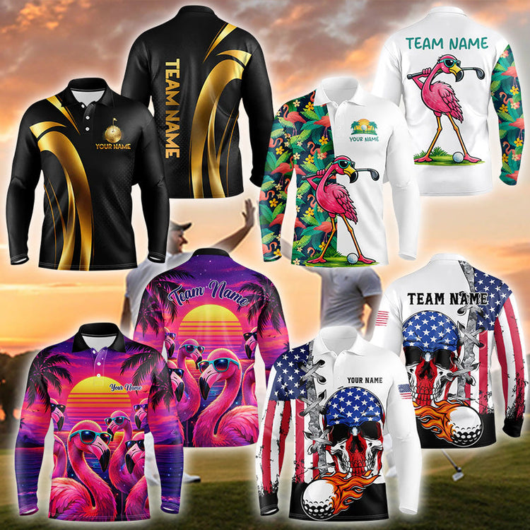 mens long sleeve golf polo shirts