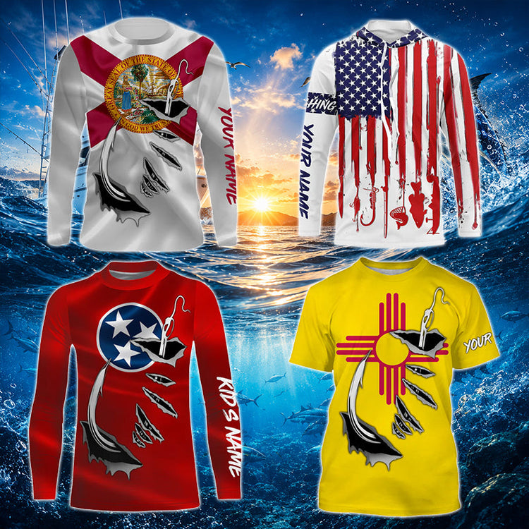 flag fishing shirt