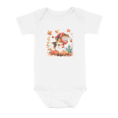 Cute Fish Enjoy The Autumn Fall Fishing Infant Fishing Shirts, Thanksgiving Baby Onesie IPHW7148