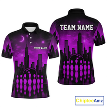 Load image into Gallery viewer, Purple Bowling Custom Men Bowling Shirt Polo &amp; Quarter-Zip Bowling Team Jerseys HNT66