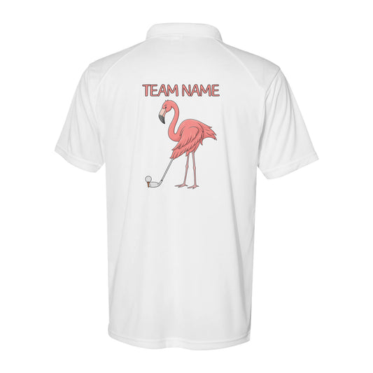 Funny Pink Flamingo Performance Golf Polo Shirts Custom Team Name Flamingo Golf Jerseys D02 NQS9873