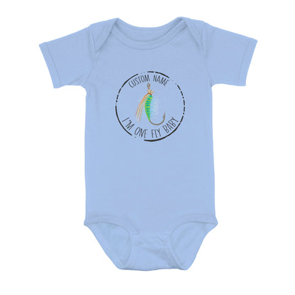 Funny Fishing Infant Bodysuit Custom Infant Fishing Shirts, I'm one fly baby Fishing Baby Onesie NQS8281