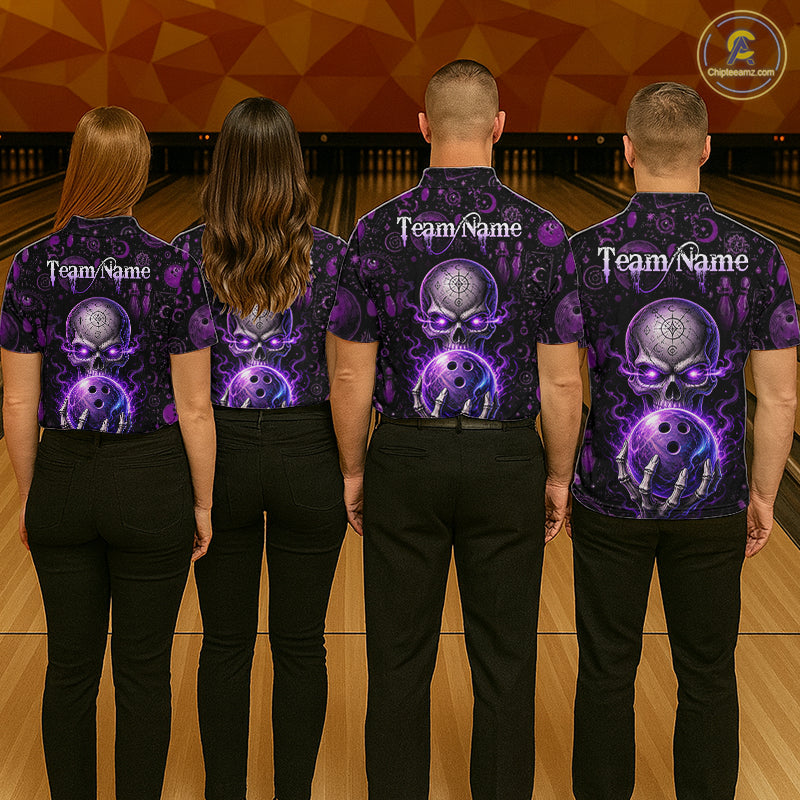Custom Mystic Skull Bowling Shirt for Men Bowling League Jersey Polo & Quarter-Zip Outfit QZT1020