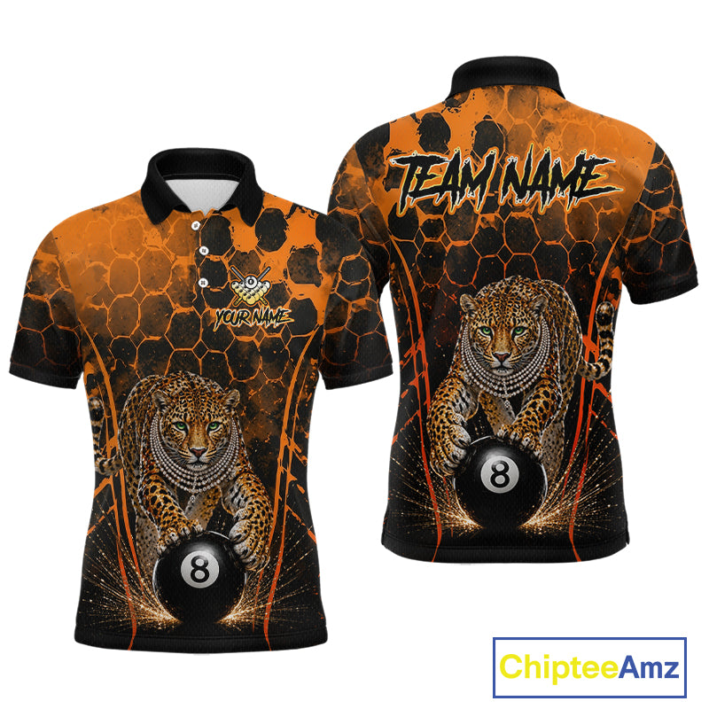 Custom Diomond Leopard Billiard Shirt, 8 Ball Pool Team Jersey for Men, Polo & 1/4 Zip BHT105
