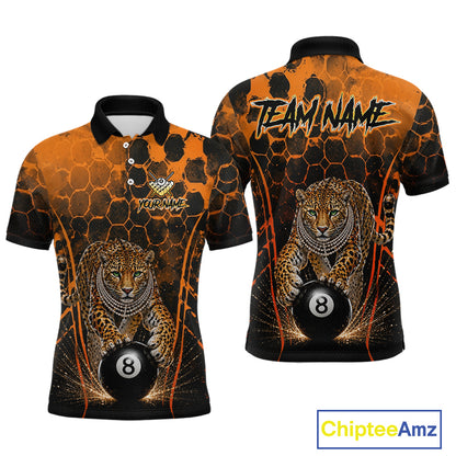Custom Diomond Leopard Billiard Shirt, 8 Ball Pool Team Jersey for Men, Polo & 1/4 Zip BHT105