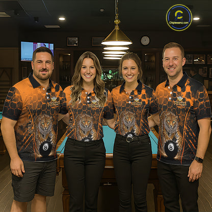 Custom Diomond Leopard Billiard Shirt, 8 Ball Pool Team Jersey for Women, Polo & 1/4 Zip BHT105