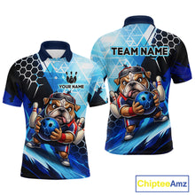Load image into Gallery viewer, Funny Bulldog Bowling Team Shirt Custom Polo &amp; 1/4 Zip Bowling Jersey for Men Blue Bowling Unisex  QZT911
