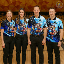 Load image into Gallery viewer, Funny Bulldog Bowling Team Shirt Custom Polo &amp; 1/4 Zip Bowling Jersey for Women Blue Bowling Unisex QZT911