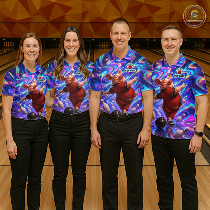 Custom Colorful Swirl Bowling Shirt Funny Pig Bowling Team Jersey for Women QZT1212