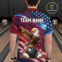 Load image into Gallery viewer, Custom American Flag Eagle Bowling Shirt for Men Patriotic Bowling Jersey Polo &amp; Quarter-Zip QZT1030