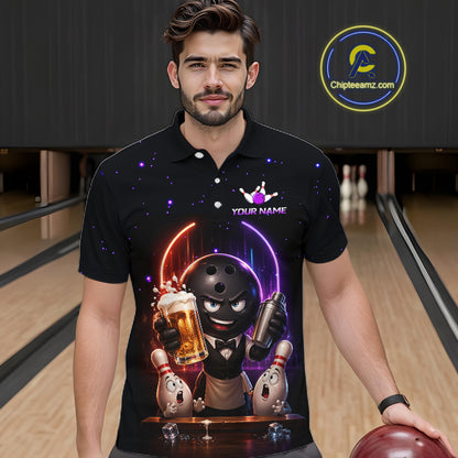 Custom Beer Bowling Shirt for Men Funny Bowling Team Jersey Polo & Quarter-Zip QZT1222