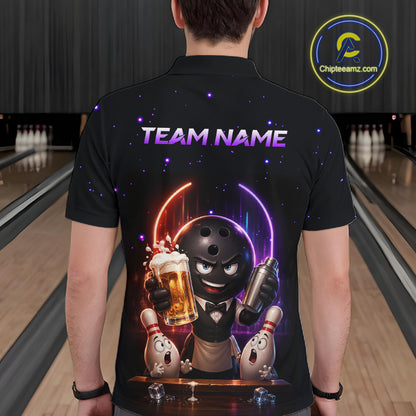 Custom Beer Bowling Shirt for Men Funny Bowling Team Jersey Polo & Quarter-Zip QZT1222