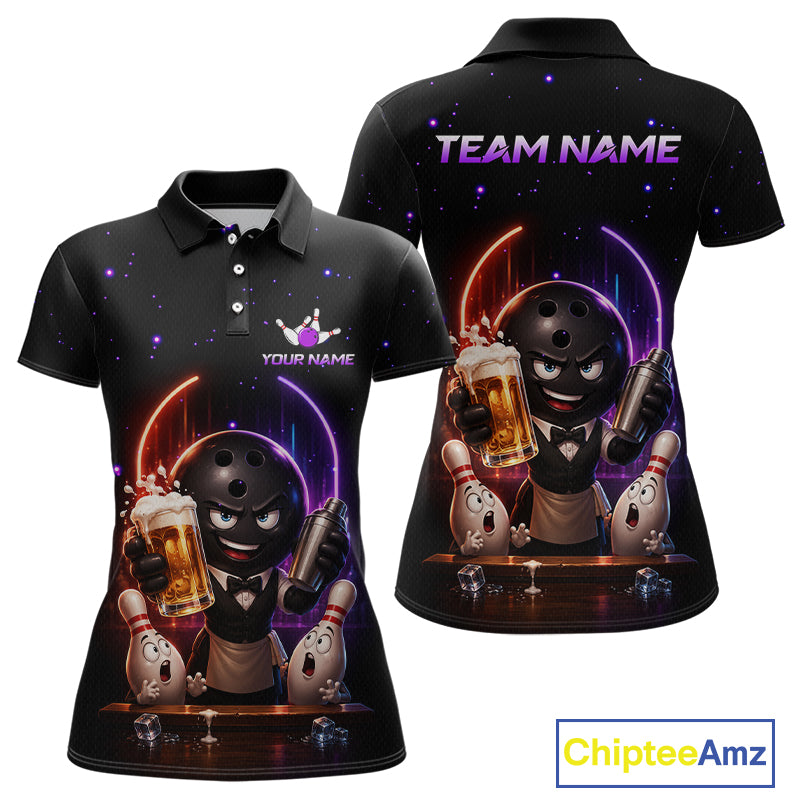 Custom Beer Bowling Shirt for Women Funny Bowling Team Jersey Polo & Quarter-Zip QZT1222