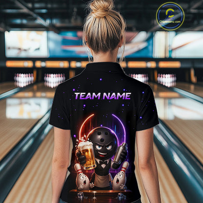 Custom Beer Bowling Shirt for Women Funny Bowling Team Jersey Polo & Quarter-Zip QZT1222