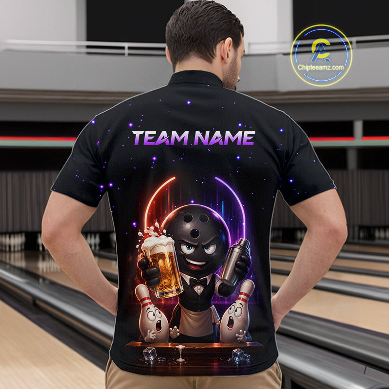 Custom Beer Bowling Shirt for Men Funny Bowling Team Jersey Polo & Quarter-Zip QZT1222