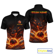 Load image into Gallery viewer, Custom Flame Dragon Bowling Shirt for Men Bowling Jersey Polo &amp; Quarter-Zip Bowling Outfit QZT996