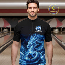 Load image into Gallery viewer, Ice Dragon Bowling Team Shirt Custom Bowling Jersey for Men Bowling Outfit QZT997