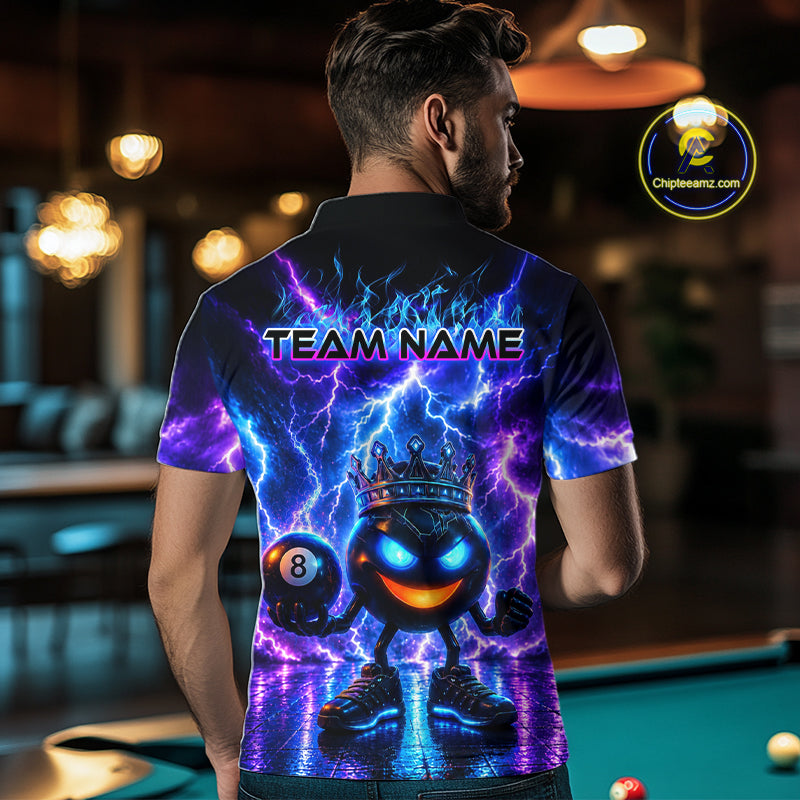 Person wearing a vibrant, colorful shirt with a design and text on a blurred bar background