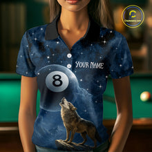 Load image into Gallery viewer, Custom Wolf 8 Ball Billiard Shirts for Women Night Realm Billiard Jersey Pool Shirt BHT27