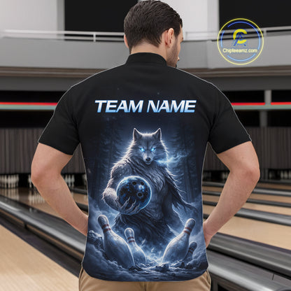 Custom Wolf Bowling Team Shirt for Men Bowling League Jersey Polo & Quarter-Zip Bowling Shirt QZT880