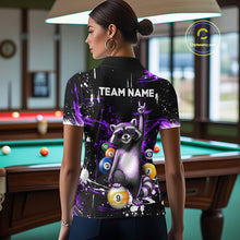 Load image into Gallery viewer, Custom Purple Funny Raccoon Billiard Shirt for Women 8 Ball &amp; 9 Ball Pool Billiard Jersey Polo &amp; 1/4-Zip BHT44
