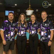 Load image into Gallery viewer, Custom Purple Funny Raccoon Billiard Shirt for Men 8 Ball &amp; 9 Ball Pool Billiard Jersey Polo &amp; 1/4-Zip BHT44