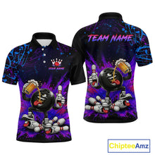 Load image into Gallery viewer, Bowling-themed shirt with colorful design and 'Team Name' text on a white background