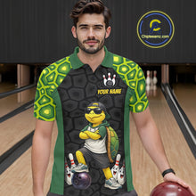 Load image into Gallery viewer, Custom Funny Turtle Bowling League Shirt for Men Green Bowling Jersey Polo &amp; Quater-Zip Bowling Outfit QZT887