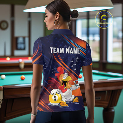 Funny Chicken Billiard Shirts for Women Custom 9 Ball Billiard Jersey Pool Shirt BHT12