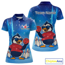 Load image into Gallery viewer, Funny Christmas Penguin Bowling Shirt for Women Custom Bowling Team Jersey Bowling Unisex QZT796