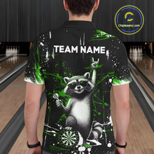 Load image into Gallery viewer, Custom Green Funny Raccoon Dart Team Shirt for Men Dart Jersey Polo &amp; /4-Zip Dartboard Shirt Outfit DHT29